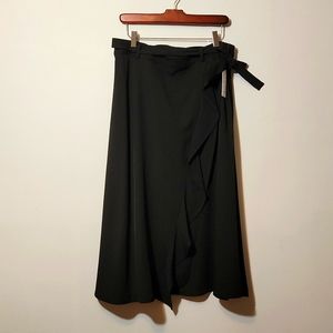 Calvin Klein black midi skirt with ruffle